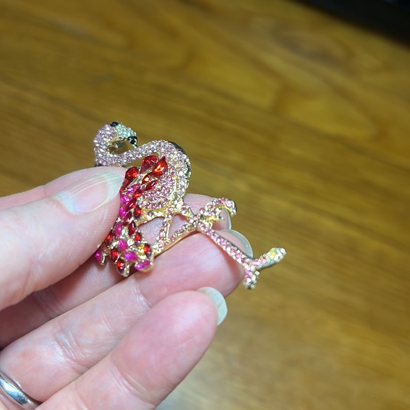 Rhinestone Flamingo Drop Earrings - Picture 6 of 6